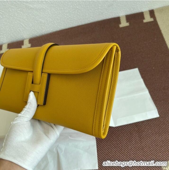 Modern Classic Hermes Original Espom Leather Clutch 37088 yellow