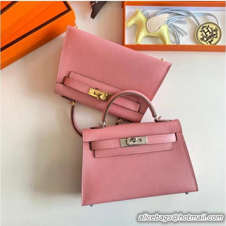 Good Taste Hermes Kelly 19cm Shoulder Bags Epsom Leather KL19 Gold hardware pink