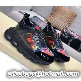 Top Design Versace Print Sneakers Black/Pink 126110