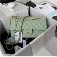 Well Crafted Chanel Flap Shoulder Bag Grained Calfskin A01112 gold-Tone Metal green