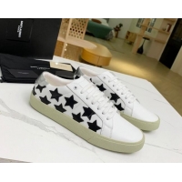 Best Quality Saint Laurent Calfskin Star Sneakers White/Black 111880
