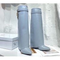 Charming Givenchy Shark Lock Pant Boots in White Blue Smooth Box Calfskin Leather 130058