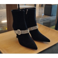 Best Luxury Jimmy Choo Lycra Crystal Ankle Boots 8.5cm Black 111671