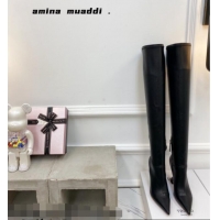 Top Quality Amina Muaddi Calfskin Over-Knee High Boots 9.5cm Black 111213