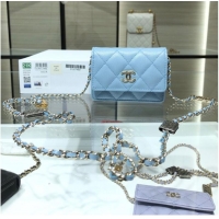 Top Quality Chanel mini leather Shoulder Bag AP2444 sky blue