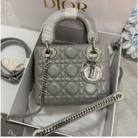 Top Quality MINI LADY DIOR BAG Patent Cannage Calfskin M0566OW gray&silver