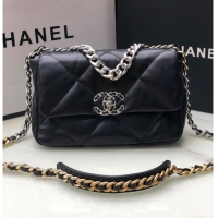 Famous Brand CHANEL Lambskin 19 Flap Bag AS1160 black