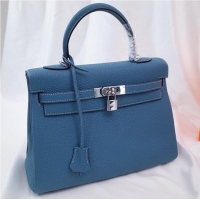Inexpensive Hermes Kelly Shoulder Bag Original TOGO Leather KY3255 blue