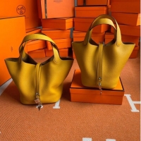 Top Quality Hermes Picotin Lock Bags Original togo Leather PL3388 Yellow