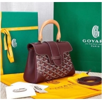 Inexpensive Goyard Calfskin Leather saigon mini Tote Bag 9955 Wine