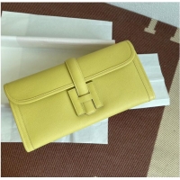 Fashion Grade Hermes Original Espom Leather Clutch 37088 lemon