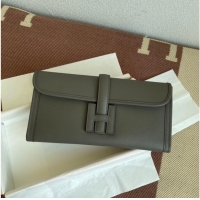 Classic Hermes Original Espom Leather Clutch 37088 dark gray