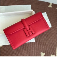 Low Cost Hermes Original Espom Leather Clutch 37088 red