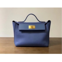 Top Quality Hermes Kelly Original togo Leather Tote Bag H2424 Electro optic blue