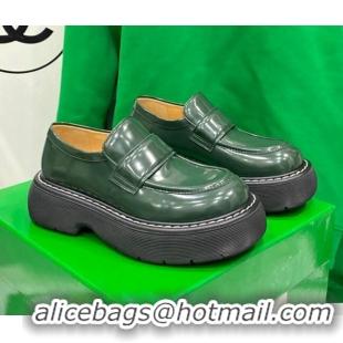 Cheap Price Bottega Veneta Swell Brush Leather Loafers Bottle 121434 Green/Black