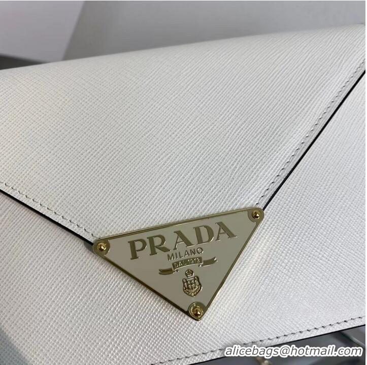Famous Brand Prada Saffiano leather Identity shoulder bag 1BM318 white
