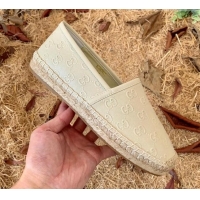 New Design Gucci GG Embossed Leather Espadrilles 112326 Beige