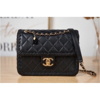 Famous Brand Chanel 22C New Woven Piping Square Original Leather Bag AS2496 Black