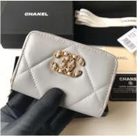 Stylish Chanel 19 Zip Card bag AP0949 grey