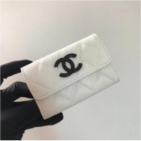 Buy Fashionable Chanel card holder Calfskin AP1966 white
