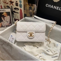 Buy Fashionable Chanel Flap Shoulder Bag Grained Calfskin AS3002 white