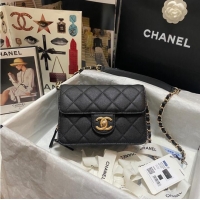 Luxurious Chanel Flap Shoulder Bag Grained Calfskin AS3002 black