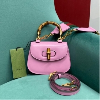 Super Quality Gucci Mini top handle bag with Bamboo 686864 pink