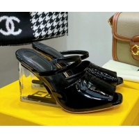 Best Design Fendi First Patent Leather Sandals 8cm Black 121557