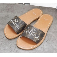 Top Quality Celine Triomphe Canvas Slide Sandals 060836 Brown