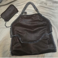 Top Quality Stella McCartney Falabella Fold Over Tote Bag SM1611 Dark Brown/Silver 2020