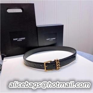 Luxury Discount YSL Leather 30MM BELT 0235