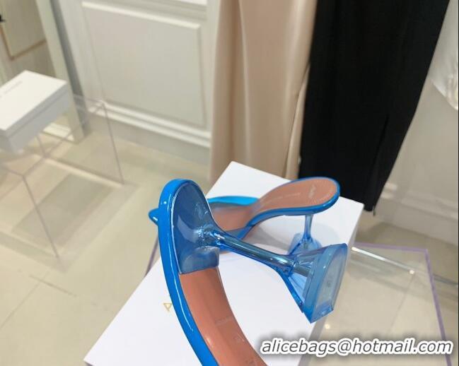 Popular Amina Muaddi TPU Pointed Slide Sandals 9.5cm 122059 Sky Blue