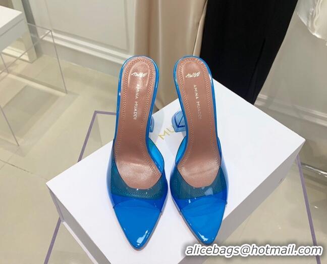 Popular Amina Muaddi TPU Pointed Slide Sandals 9.5cm 122059 Sky Blue