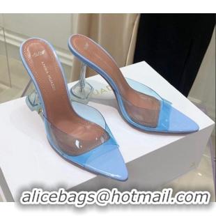 Pretty Style Amina Muaddi TPU Pointed Slide Sandals 9.5cm 122059 Light Blue