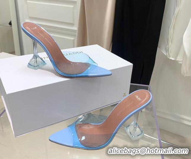 Pretty Style Amina Muaddi TPU Pointed Slide Sandals 9.5cm 122059 Light Blue