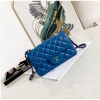 Fashion Discount Chanel Flap Lambskin Shoulder Bag 1116 Electro optic blue