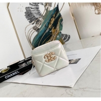 Top Quality Chanel 19 Zip Card bag 82086 Pearl white