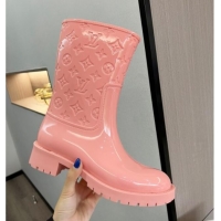 Luxury Louis Vuitton Drops Rubber Flat Half Boots 121684 Pink