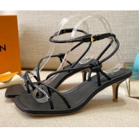 Best Quality Louis Vuitton Nova Lambskin Strap Sandals 5.5cm 121690 Black