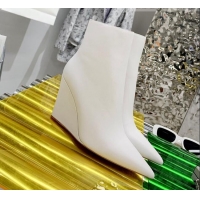 Grade Quality Amina Muaddi Calfskin Wedge 9.5cm Ankle Boots 112337 White