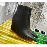 Best Design Amina Muaddi Calfskin Wedge 9.5cm Ankle Boots 112338 Black
