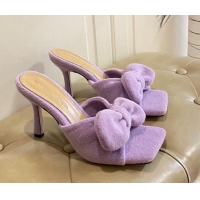 Lower Price Bottega Veneta Towel Bow High Heel Slide Sandals 10cm 011308 Purple