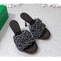 Hot Style Bottega Veneta Brained High Heel Slide Sandals 9cm 021410 Black
