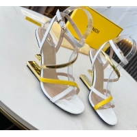 Low Cost Fendi First F Calfskin Strap Heel 8.5cm Sandals Gold 215100