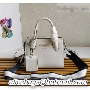 Top Grade Prada Saffiano Leather Monochrome Top Handle Bag 1BA269 White 2022