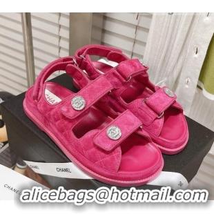 Low Price Chanel Washed-Effect Suede Strap Sandals G35927 Pink