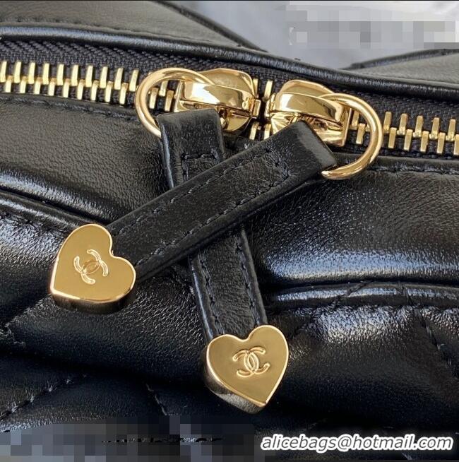 Low Cost Chanel Love Leather Heart-Shaped Mini Bag AS2927 Black