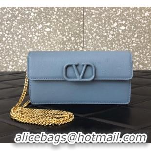 Top Quality VALENTINO GARAVANI Stud Sign Grained Calfskin Shoulder Bag 0093 blue