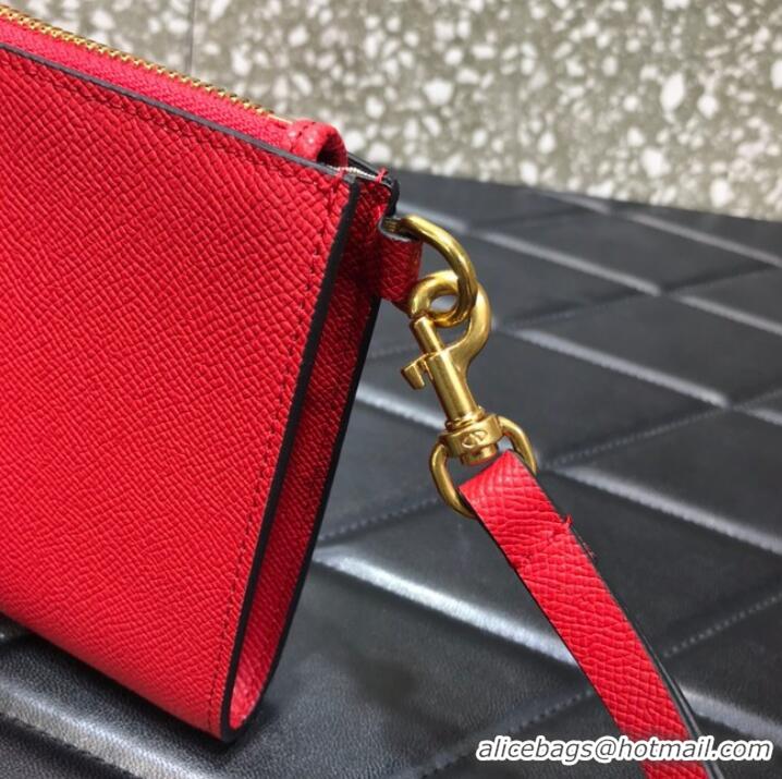 Well Crafted VALENTINO GARAVANI Stud Sign Grained Calfskin clutch bag 0600 red