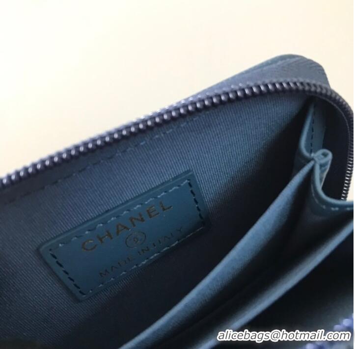 Reasonable Price BOY CHANEL Coin Purse A80602 blue